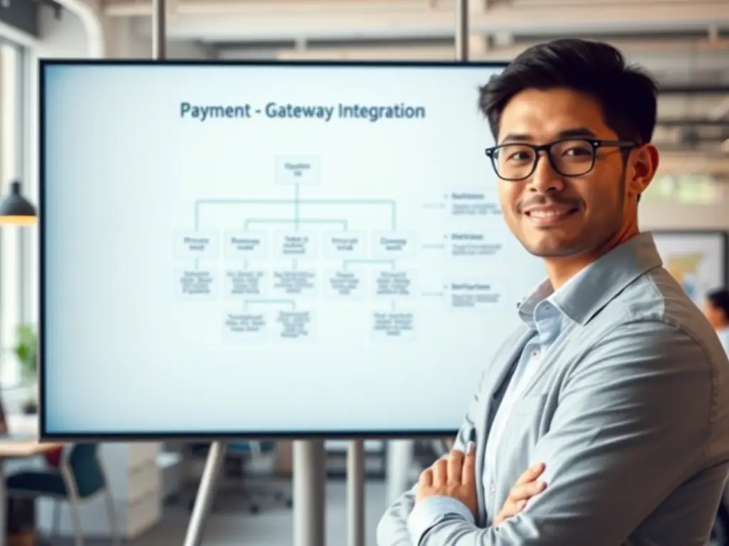 A project manager is overseeing the integration of a new payment gateway for an e-commerce platform, ensuring seamless transactions.