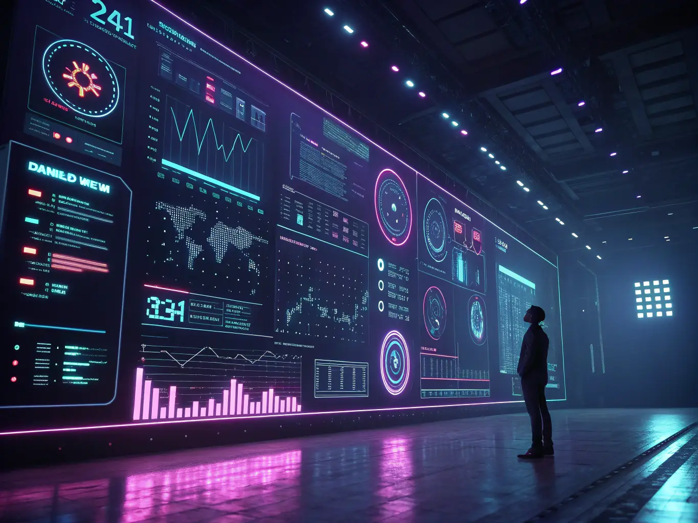 An AI interface analyzing payment data for fraud detection, with visual representations of patterns and anomalies.